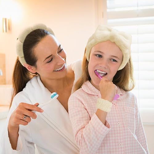 Beige Skincare Bubble headband and wristband set for Face Washing - Image 6