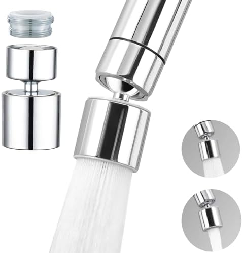 Kitchen Faucet Aerator 360° Swivel Anti-Splash Dual-Flow Chrome by WOLYKIER