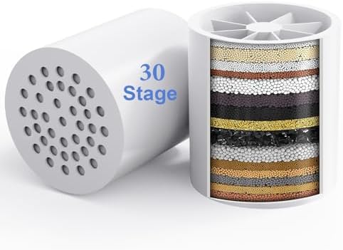 2 Pack 30 Stage Universal Shower Filter Replacement Cartridge -Removes Chlorine, Heavy Metals, Iron, Sediments-VeoryFly ShowerHead Water Filter Cartridge, Compatible with Universal Shower Filter by VeoryFly