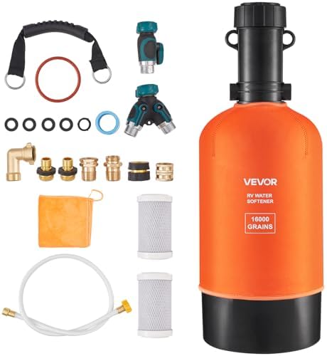 VEVOR RV Water Softener, 16,000 Grain, Portable Water Softener with Filter System, NPT 3/4" Fittings, Food-Grade Resin, Quick Connect, for RVs, Trailers, Boats, Mobile Car Washing, Pressure Washing by VEVOR