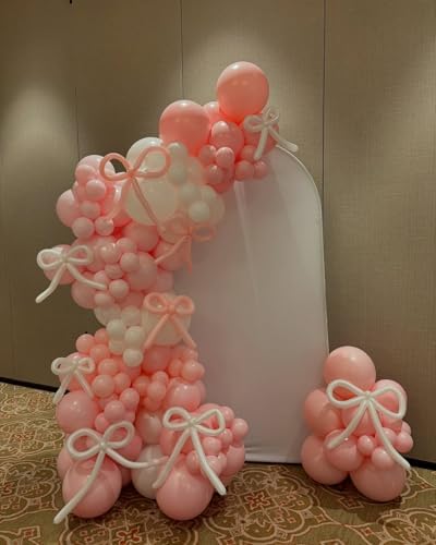 Pink Bow Balloon Garland Arch Kit - Coquette Birthday Decorations Coquette Bow Pink and White Balloon Arch Kit Different Size for Wedding Bridal Girls Birthday Baby Shower Engagement Party Decorations - Image 5
