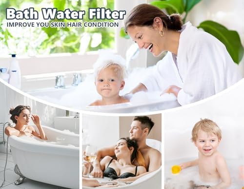 Bathtub Water Filter for Tub with Overflow,2,500 Gallons of Filtration,8 Stages Bath Filter,Remove contaminants,Chlorineand Fluoride,HardWater Softener,BPA Free(Upgrade Version),Chrome - Image 3