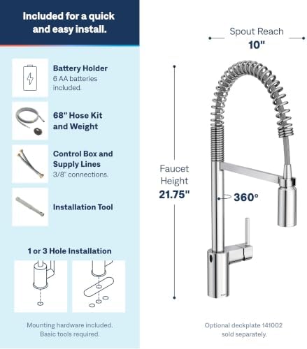 Moen Align Spring Touchless Kitchen Faucet, Chrome, 5923EWC - Image 3