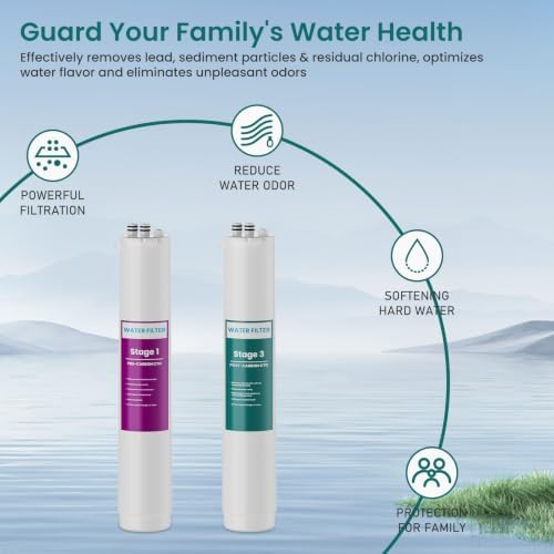 3-Stage 1:1 Reverse Osmosis Replacement Filters Compatible with Pure Blue Water Filtration System, Two Stage 1 Pre-Carbon Block Filters and One Stage 3 Post-Carbon Filter - Image 3