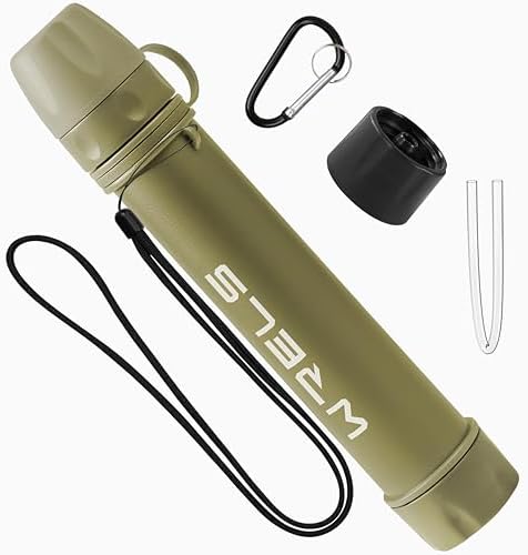 WRELS Water Filter Straw,NSF & SGS Certified Personal Portable Filter for Camping Hiking Survival,Outdoor Water Filter with Carabiner & Extension Tube – Emergency Water Filtration System by WRELS