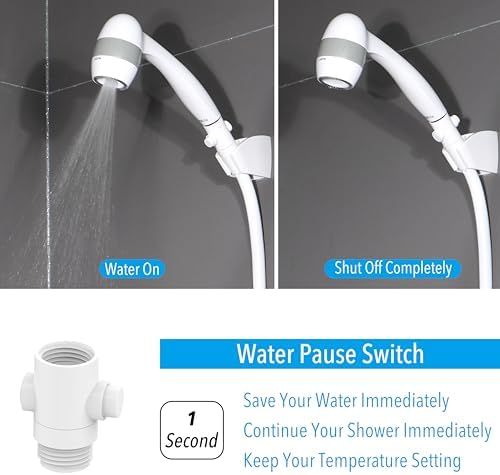 High Pressure RV Shower Head with Hose and On Off Switch, 3 Flow Rate for Saving Water, White - Image 4