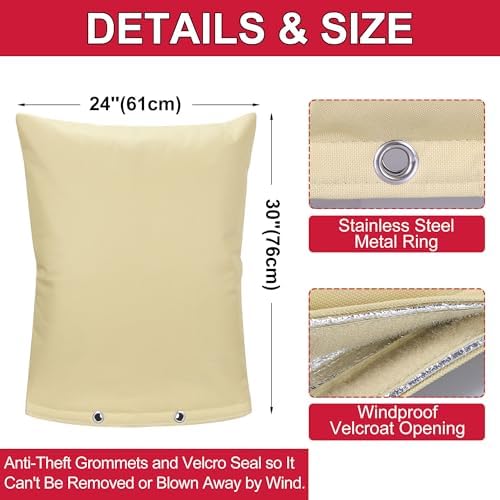 Backflow Preventer Insulation Cover - 24" W x 30" H Waterproof Insulated Jacket for Pipe Freeze Protection, Durable Pipe Insulation Fits Outdoor Backflow Valves - Image 2