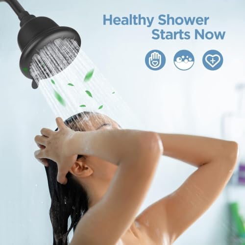 MakeFit Filtered Shower Head with Upgraded Activated Carbon Filter - High Pressure Shower Head with Hard Water Softener - 7 Settings Bathroom Rain Showerhead to Remove Chlorine and Heavy Metals - Image 7