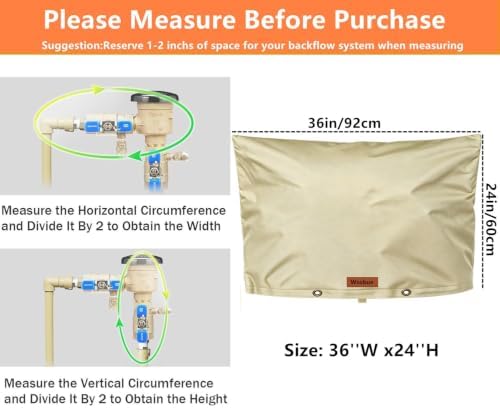 Backflow Preventer Cover Insulated Pouch,Outdoor Pipe Insulation Cover,Winter Freeze Protection Water Well Pump Covers Sprinkler Valve Cover Insulated (Khaki, 36''W x 24''H) - Image 4