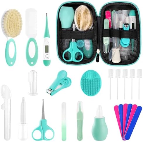 Baby Healthcare and Grooming Kit for Newborn Kids, 24PCS Upgraded Safety Baby Care Kit, Newborn Nursery Health Care Set, Baby Care Products (Green) by POPYJAN