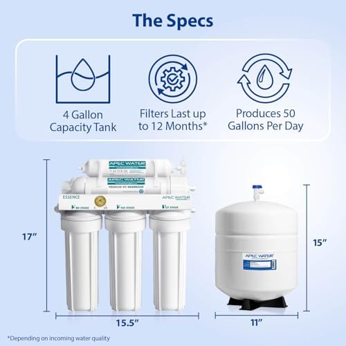 APEC Water WQA Certified 5-Stage Under Sink Reverse Osmosis Water Filter System, Brushed Nickel, Certified Ultra Safe Drinking Water Filter System, Reduces 99.99% of Contaminants, DIY Install - Image 7