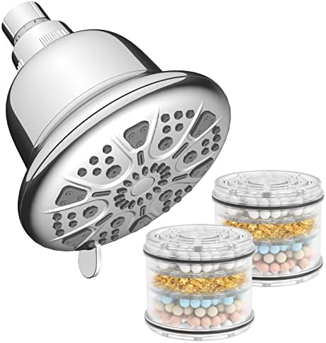 MakeFit Filtered Shower Head Bundle with 2-PACK Shower Filter Replacement Cartridge by MakeFit