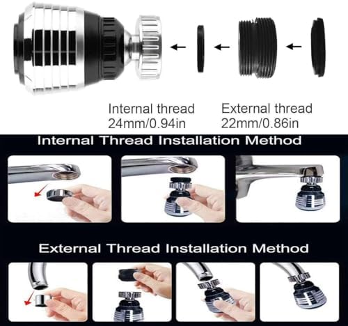 2PCS 360 Degree Swivel Faucet Aerator Deluxe Water Saving Faucet Sprayer Water Saving Bubbler Pressurized Faucet Filter Kitchen Accessories (360 Degree, Count, 2) - Image 2