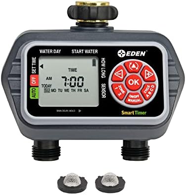 Eden 93412 Programmable Digital Water Timer 2-Zone, Compatible with Wireless Soil Moisture Sensor by EDEN