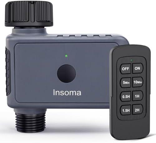 Insoma Sprinkler Timer with Remote Control, Water Hose Timers, Turns Water Off Automatically, Up to 120 Minutes of Run Time, Irrigation Timer for Lawn, Drip, Soaker Hose, and Garden, 1 Outlet by Insoma