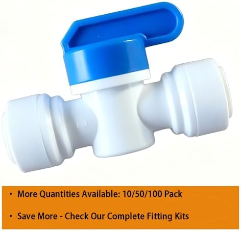 3/8" Quick Connect Ball Valve, 2 Pack Food Grade Shut Off Valve for RO Water Filter, Refrigerator and Ice Maker Water Line - Image 2
