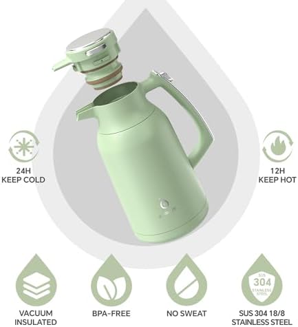 IDEUS Thermal Coffee Carafe 68oz, Beverage Dispenser Avocado - Image 2