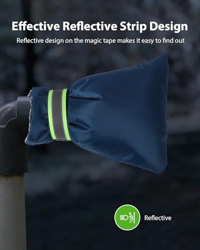 Outdoor Faucet Covers for Winter Freeze Protection, Kanosan 8.3"H X 6.7"W Thickened Reflective Outside Spigots Covers Hose Bib Insulated Sock for Winter Cold Weather, 4 Pack Blue - Image 3