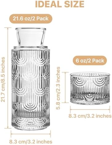 Bedside Water Carafe and Glass Set, 21.6oz, Clear - Image 7