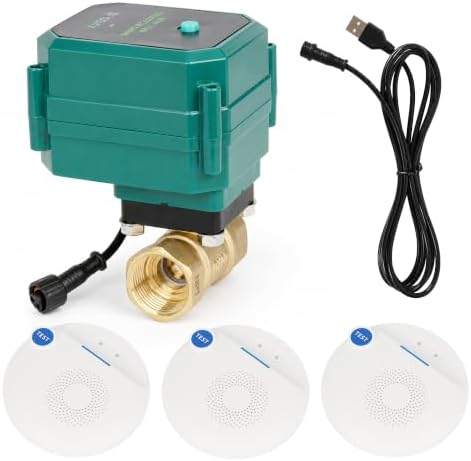 U.S. Solid Smart Water Leak Detector with Automatic 3/4" Brass WiFi Motorized Ball Valve & 3 Water Sensors, Whole House Protection System, Remote Control, Compatible with Smart Life & Tuya App by USSolid