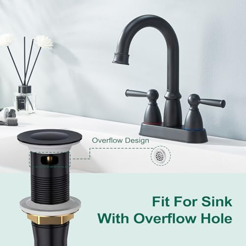 CREA Black Bathroom Drain Stopper, Pop Up Sink Drain with Overflow, Vessel Sink Drain Plug with Anti-Clogging Strainer, All Metal Stainless Steel - Image 5