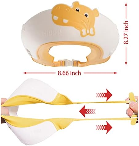 Baby Shower Cap Shield, Shower Cap for Kids, Visor Hat for Eye and Ear Protection for 0-9 Years Old Children,Cute Dinosaur/Crocodile/Hippo shape Makes the Baby Bath More Fun (Hippo, Yellow) - Image 7