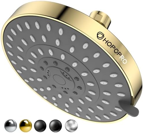 HOPOPRO 5-Mode High Pressure Shower Head - The Washington Post, NBC News, Today TV Show Recommended - High Flow Fixed Showerheads (6 Inch Gold) by HOPOPRO