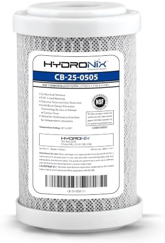 Hydronix CB-25-0505 NSF Coconut Activated Carbon Block Water Filter, 2.5" x 5" - 5 micron by Hydronix