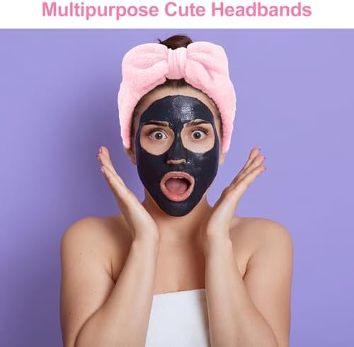 Ondder 8 Pcs Spa Terry Cloth Headbands for Skincare, Makeup, Face Wash - Cute Hair Bands with Bow for Women - Image 5