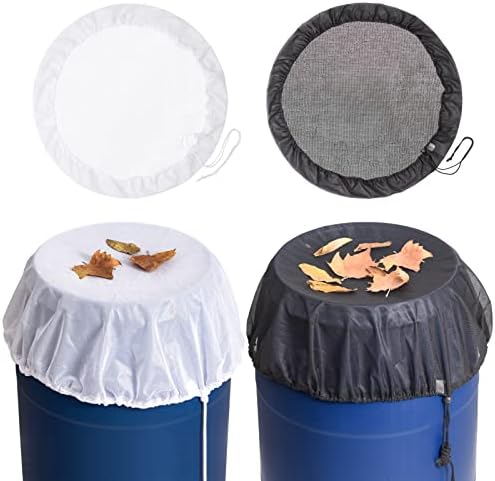 2 Pieces Mesh Cover for Rain Barrels with Drawstring, Water Collection Buckets Tank Protector, Rainwater Bucket Netting Screen Cover for Outdoor Garden, 37.4 Inches, White+Black by CHVOMNASE