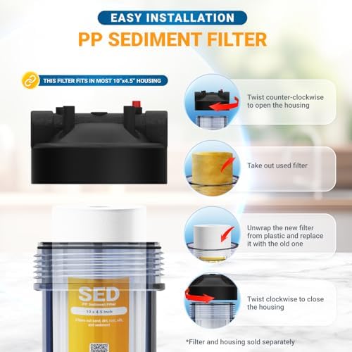 Max Water 5 Micron 10 x 4.5 inch Whole house Sediment Water Filter | Meltblown Polypropylene Well Water Filter Replacement Cartridges for DGD-5005, AP810, SDC-45-1001, GXWH30C, PP10BB (20 Pack) - Image 5
