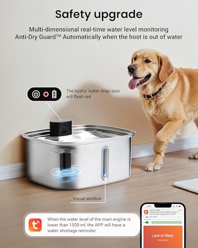 Smart Pet Water Fountain, 10L/338Oz Stainless Steel Cat Water Fountain with APP Monitoring, Automatic Dog Water Bowl Dispenser for Large Dogs Cats Mutil-Pets, Indoor and Outdoor - Image 6