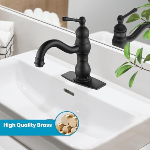 gotonovo Bathroom Faucet 1 Hole Vintage,Matte Black,7.1” Spout Reach - Image 2