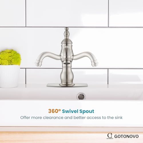 gotonovo Bathroom Faucet 1 Hole Vintage,Brushed Nickel,5.9” Spout Reach - Image 5