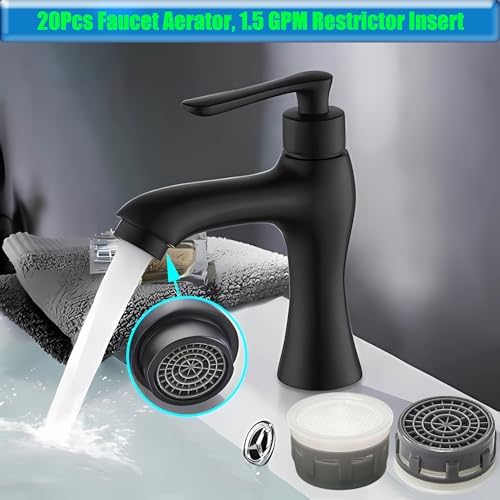 Faucet Aerator 2.2GPM Flow Limiter Insert Faucet Aerator Replacement Part Used for Bathroom or Kitchen Sink Faucet Filter Suitable for Internal and External Thread Faucet Aerators (20 PCS) - Image 6