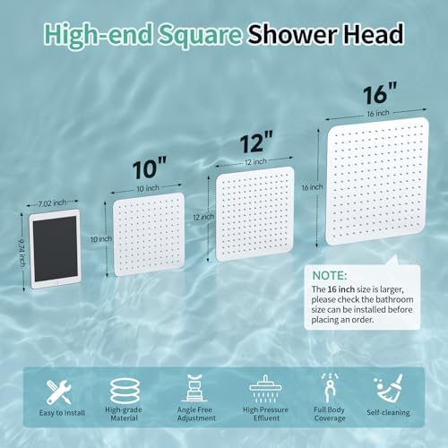 SR SUN RISE 16 Inch Rain Shower Head, High Pressure Rainfall Showerhead Large Waterfall Shower Head Ultra Thin Water Saving, Polished Chrome 304 Stainless Steel - Image 3