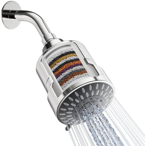 Mist Shower Filter Head for Hard Water Improves Skin, Hair, and Nails - 5 Modes High Output Filtered Shower Head with Filter Softens Water and Removes Chlorine and Heavy Metals, Chrome by MistWaterAirFilters