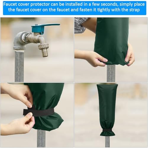 Frienda 2 Pcs Outdoor Faucet Cover for Winter Freeze Protection Large,Green - Image 5
