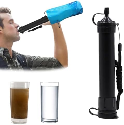 Water Filter Camping, Personal Backpacking Water Filter Straw Portable for Hiking Travels (Black) by Unknown