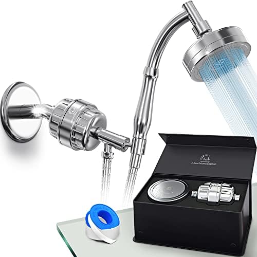 AquaHomeGroup Handheld Shower Head Filter, 20-Stage, Vitamin C E A, Chrome by Aquahomegroup