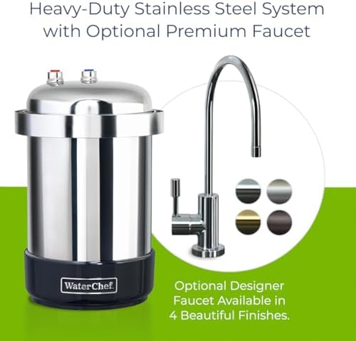 WaterChef Premium Under-Sink Water Filtration System U8500 with Designer Faucet (Chrome) | NSF/ANSI Certified 78 Contaminants | 600-Gal. | Stainless Steel | Made in USA - Image 4