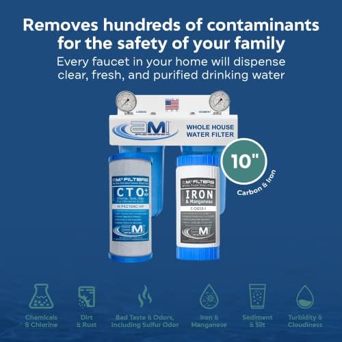 Applied Membranes Inc. 2-Stage Whole-House Water Filter System, 1 Carbon and 1 Iron Filter Cartridge, 4.5x10-Inches - Image 4