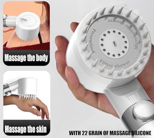 High Pressure Handheld Shower Head High Pressure Shower Heads- High Flow Even with Low Water Pressure - Hand Held Showerhead Set with 59″Replacement Hose/Bracket and Cotton Filters (true white) - Image 4
