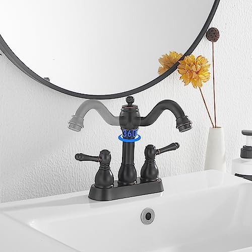 Oil Rubbed Bronze Bathroom Faucet, 2 Handles, 4 Inches Centerset - Image 6