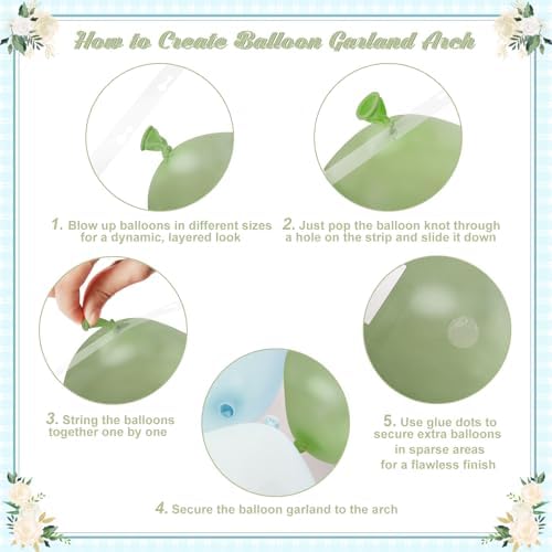 Dusty Blue Sage Green Balloon Arch Kit for Baby Shower Decorations - Image 6