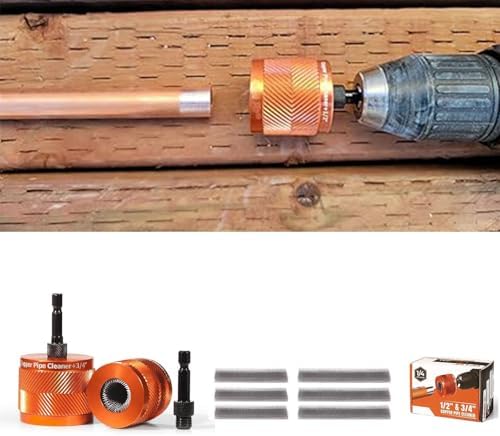 Copper Pipe Cleaner 1/2in 3/4in with 1/4in Hex Shank and 6 Brushes, Plumbing Tool for Rust Paint Removal - Image 6
