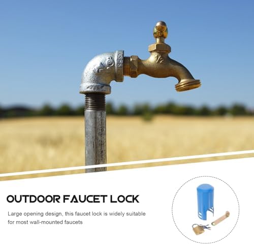 Outdoor Faucet Lock Cover with Keys, Blue Metal Water Tap Protector - Image 6