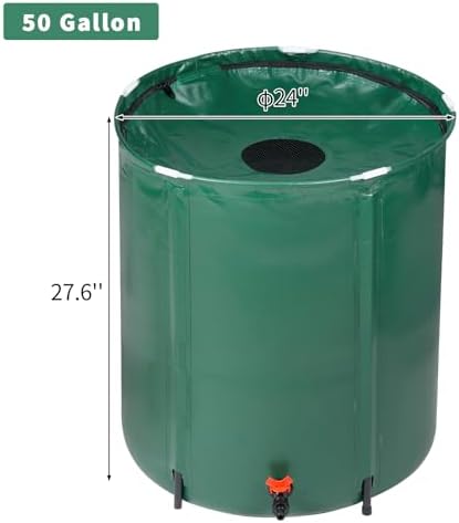 Collapsible Rain Barrel,Portable Water Storage Tank,Collection System Downspout, Water Catcher Container with Filter Spigot Overflow Kit (Green,50 Gallon) - Image 2