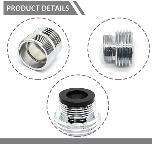 2 Pcs 22mm Male to G1/2 Male Thread Metal Faucet Adaptor,Brass Kitchen Sink Aerator Adapter,For Connecting Water Filter,Garden Hose,With Gaske - Image 3