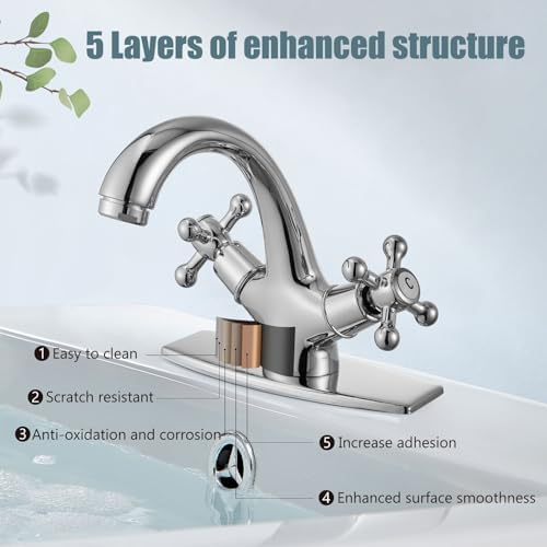 Aolemi Bathroom Sink Faucet 1 Hole or 3 Hole with Drain Polish Chrome - Image 5